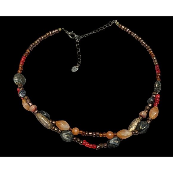 Nordstrom Earthy Beaded Glass And Faux Stone Necklace - Picture 1 of 6